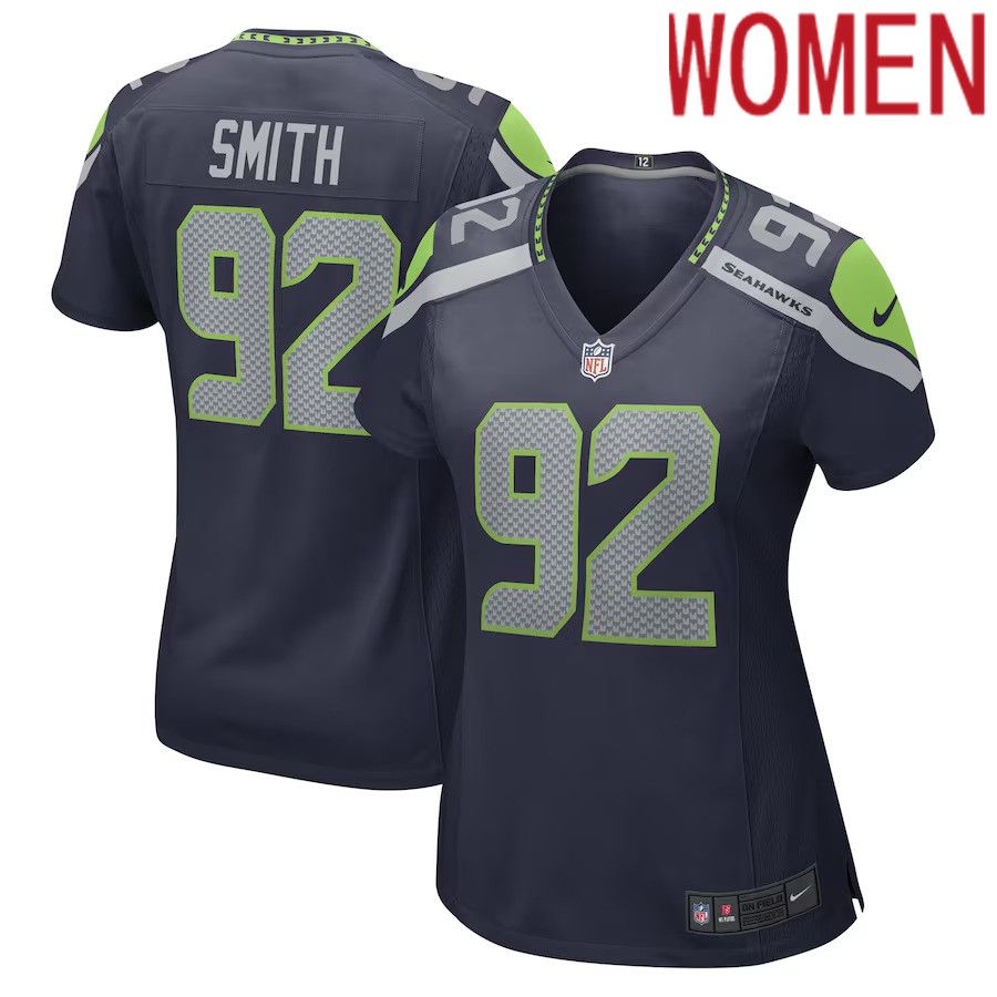 Women Seattle Seahawks #92 Tyreke Smith Nike College Navy Game Player NFL Jersey->women nfl jersey->Women Jersey